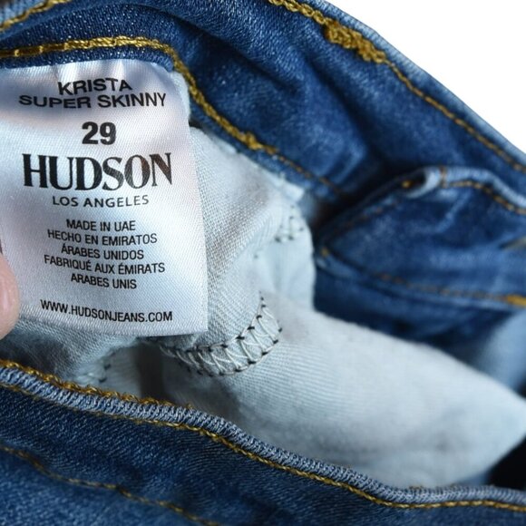 HUDSON Krista Super Skinny Jeans 29 Blue Mid Rise Distressed Wash Stretch Denim - Picture 9 of 10
